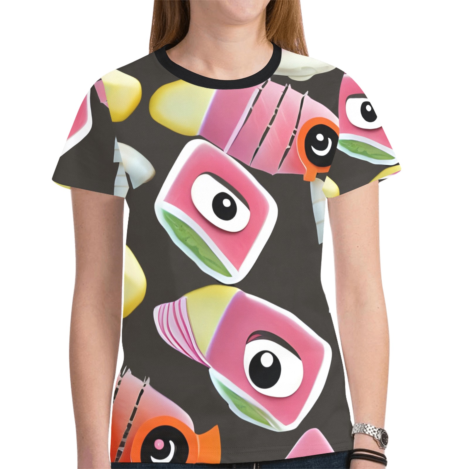 Funny Sushi New All Over Print T-shirt for Women (Model T45)