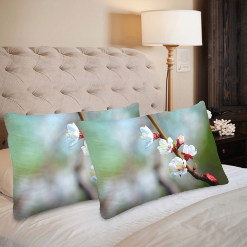 Stunning beauty of white Japanese apricot flowers. Custom Pillow Case 20"x 30" (One Side) (Set of 2)