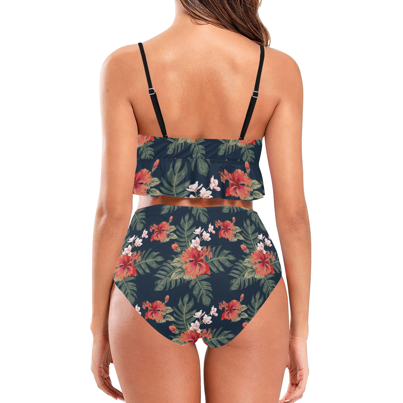 The Tropical Ruffle Hem Bikini Swimsuit (Model S35)