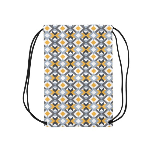 Retro Angles Abstract Geometric Pattern Small Drawstring Bag Model 1604 (Twin Sides) 11"(W) * 17.7"(H)