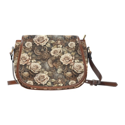 Steampunk Roses Saddle Bag/Large (Model 1649)
