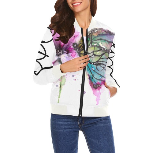 Aponi All Over Print Bomber Jacket for Women (Model H19)