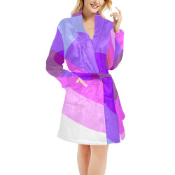 Purple Retro Groovy Abstract 409 Women's All Over Print Night Robe