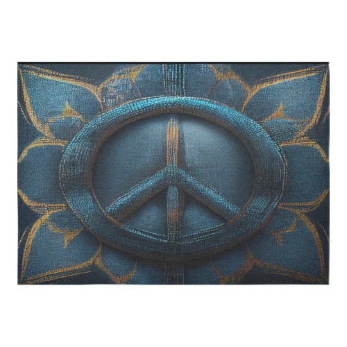 blue peace Cotton Linen Tablecloth 60"x 84"