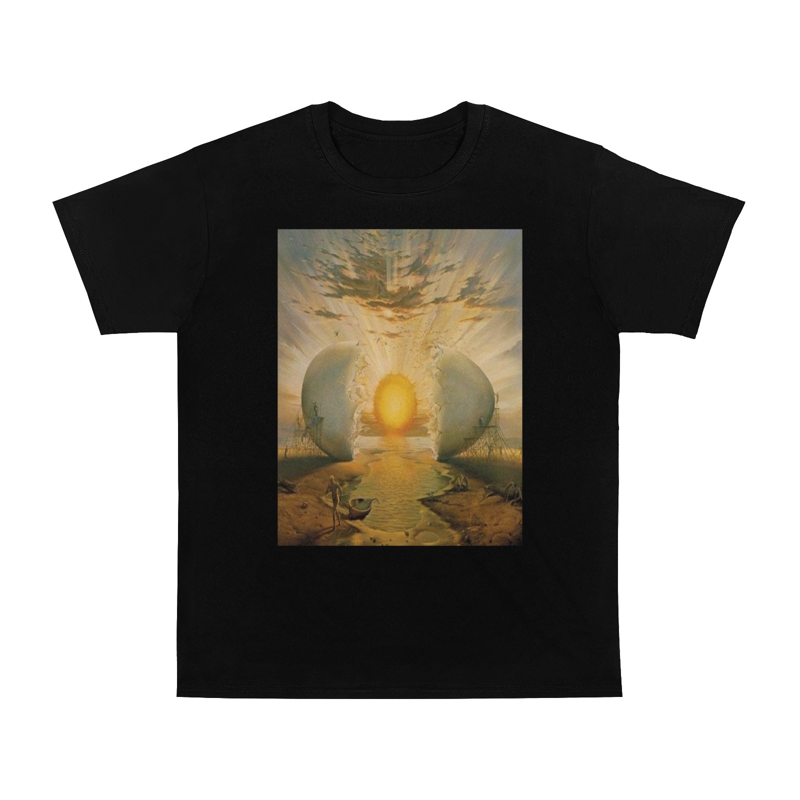 broken egg and sun in the middle at the sea Tshirt Men's T-Shirt in USA Size (Two Sides Printing)