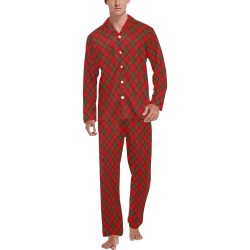 Holiday Plaid Christmas Men's V-Neck Long Pajama Set