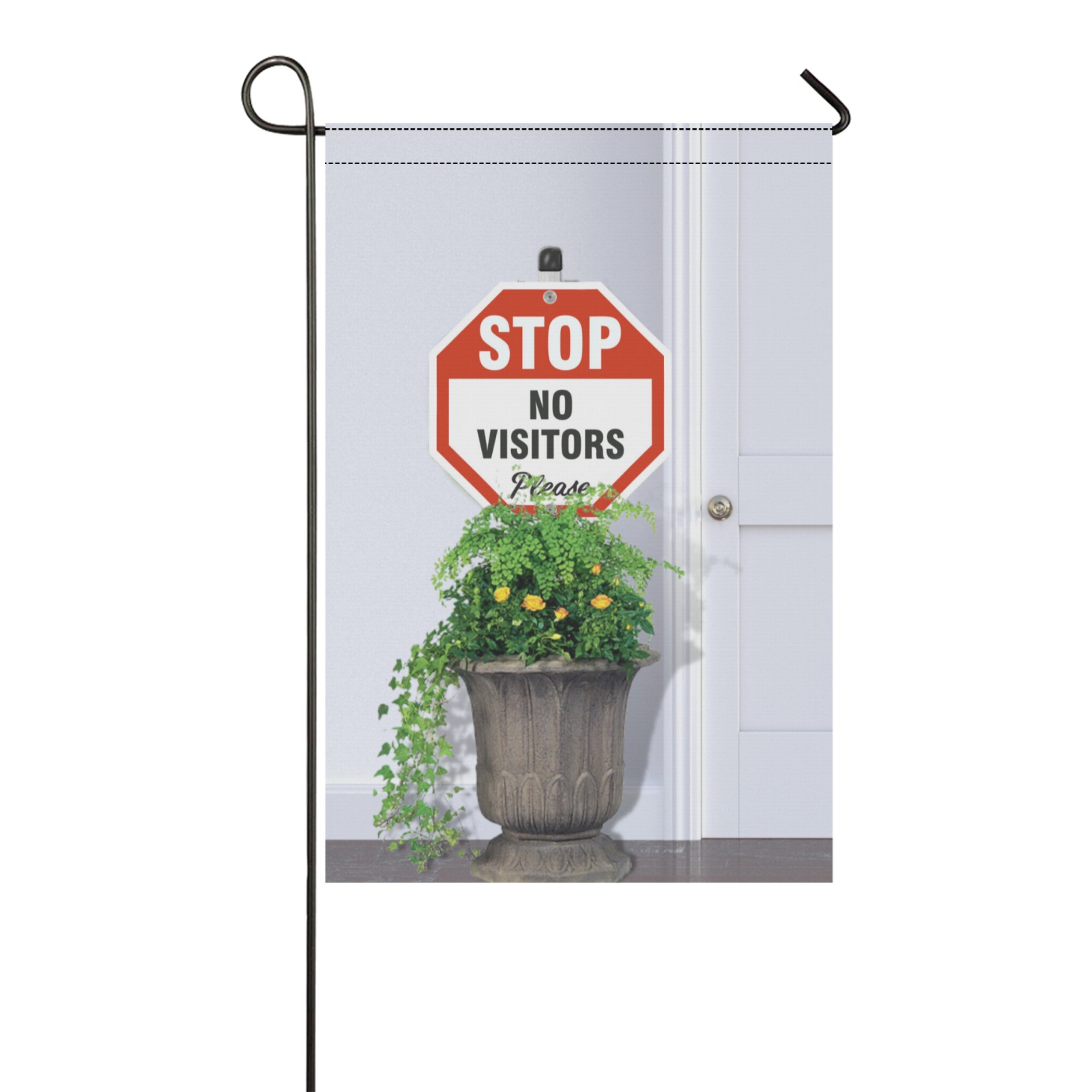STOP , No Visitors 5 Garden Flag 12‘’x18‘’(Twin Sides)