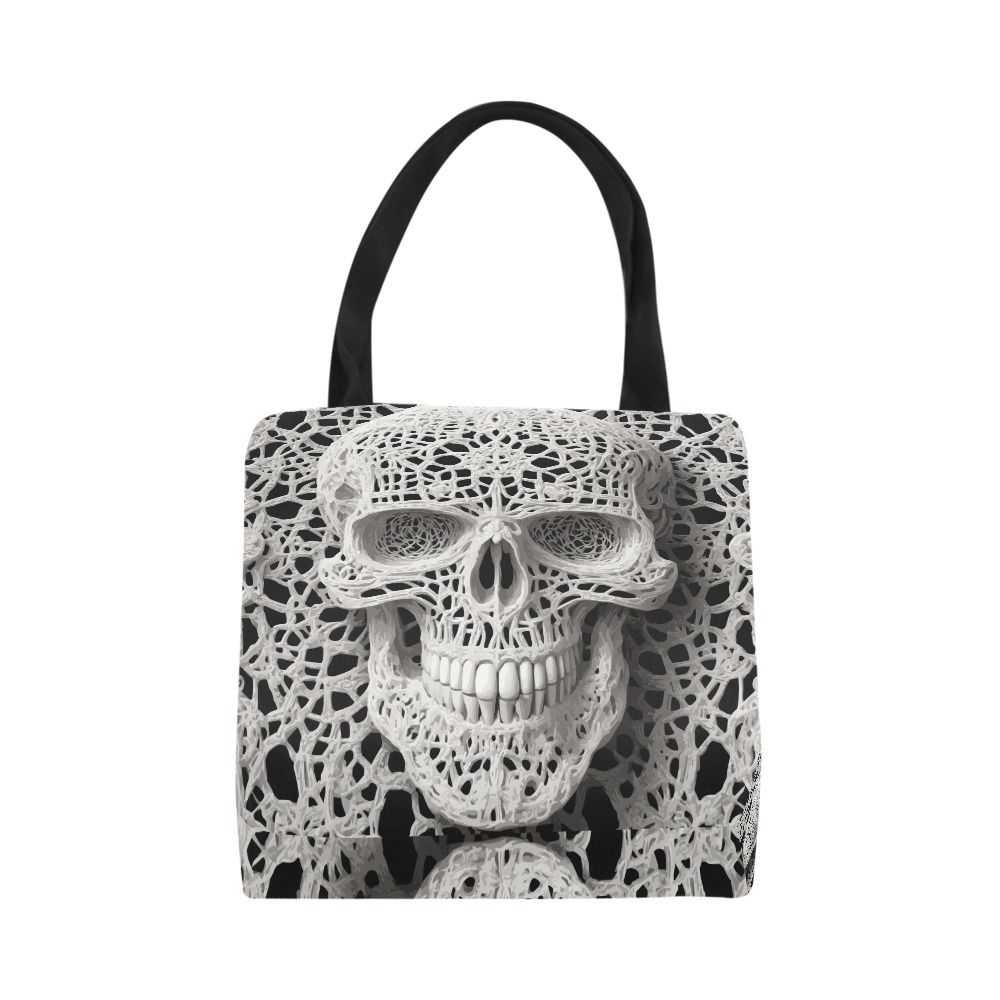 Funny elegant skull made of lace macrame Canvas Tote Bag (Model 1657)