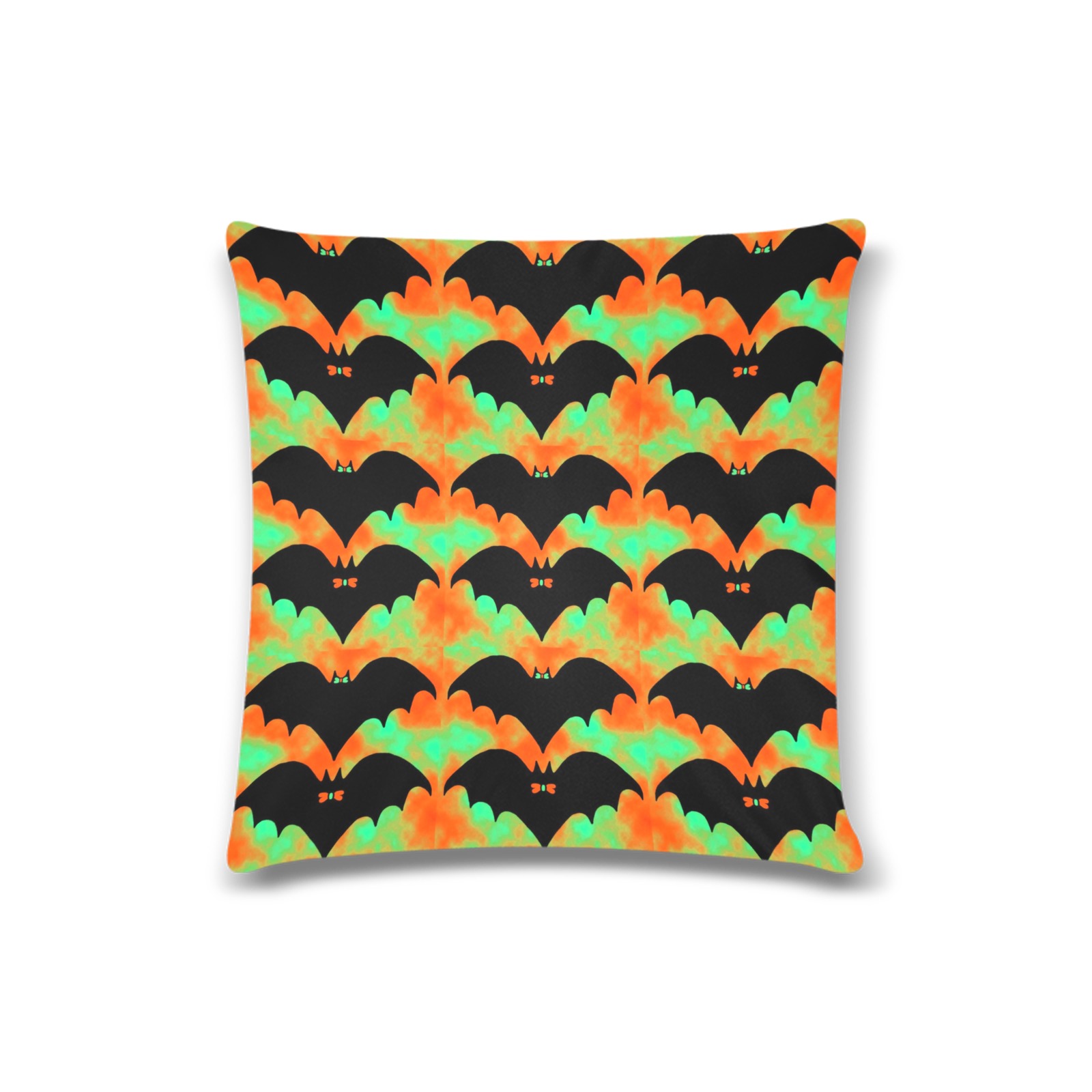 Bats And Bows Orange Green Custom Zippered Pillow Case 16"x16"(Twin Sides)