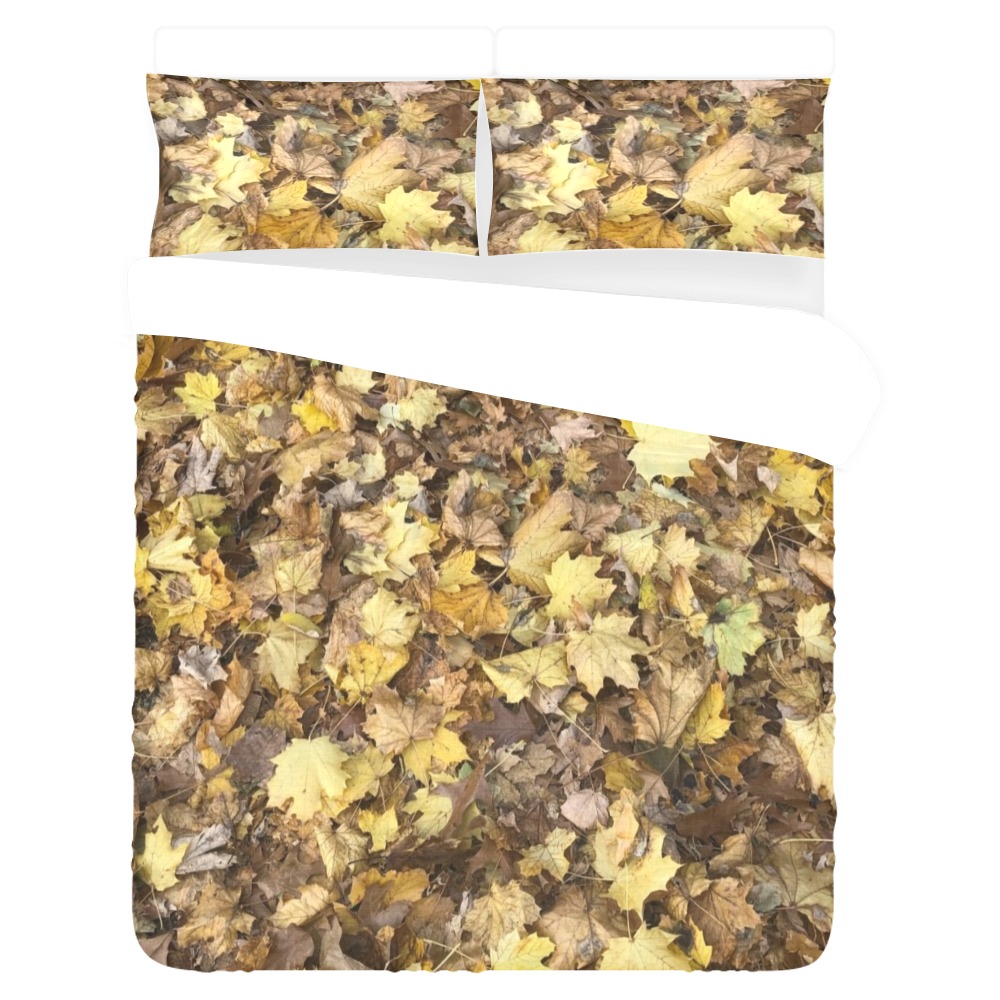 HoneySuckle Design Autumn Yellow Leaves 3-Piece Bedding Set