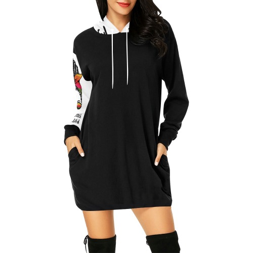 Women's Hoodie Dress Black All Over Print Hoodie Mini Dress (Model H27)