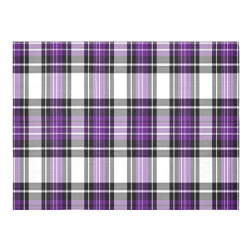 Purple Black Plaid Cotton Linen Tablecloth 52"x 70"