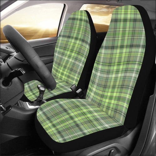 Shades of Green Plaid Car Seat Covers (Set of 2&2 Separated Designs)