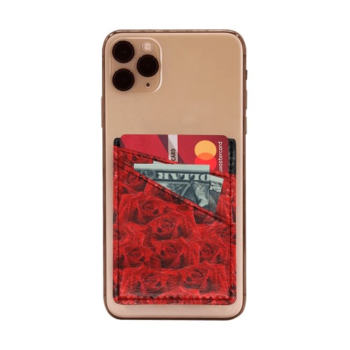 Romantic Red Rose Cell Phone Card Holder