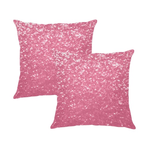 Magenta light pink red faux sparkles glitter Linen Zippered Pillowcase 18"x18"(Two Sides&Pack of 2)