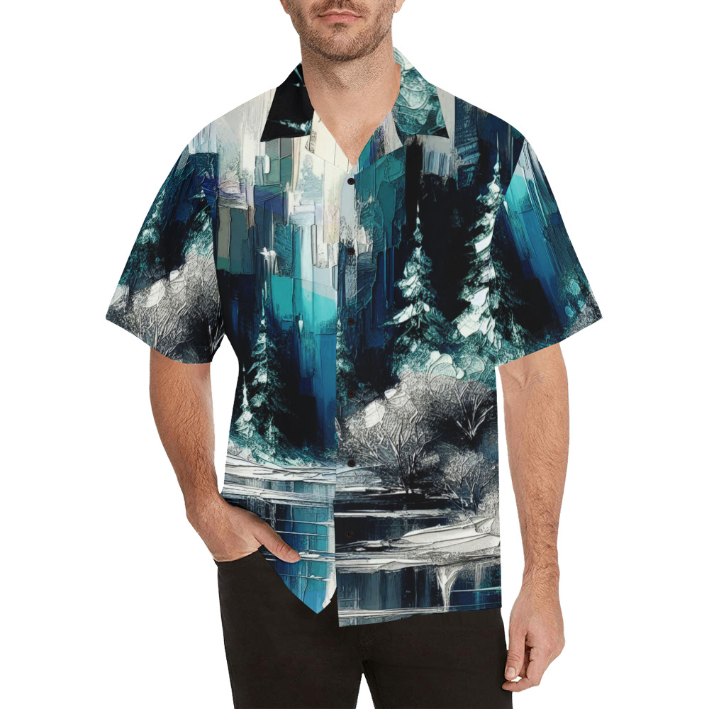 Painted City Winter Scene 1006 Hawaiian Shirt (Model T58)