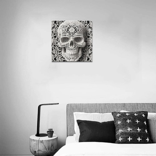Funny elegant skull made of lace macrame Upgraded Canvas Print 16"x16"