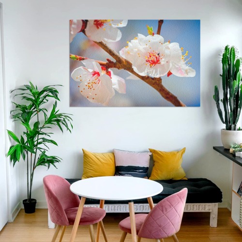 Japanese apricot flowers. Enjoy Hanami season. Frame Canvas Print 48"x32"