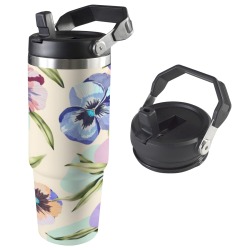 Beautiful tropical garden pastel colors 30oz Tumbler with Top Handle