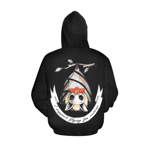 Support Flying-fox rescue black hoodie All Over Print Hoodie for Men (USA Size) (Model H13)