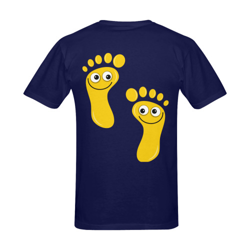 Happy Cartoon Yellow Human Foot Prints Men's Slim Fit T-shirt (Model T13)