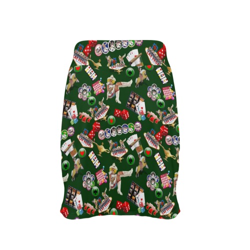 Las Vegas Gamblers Delight - Green Women's Golf Skirt with Pockets (Model D64)