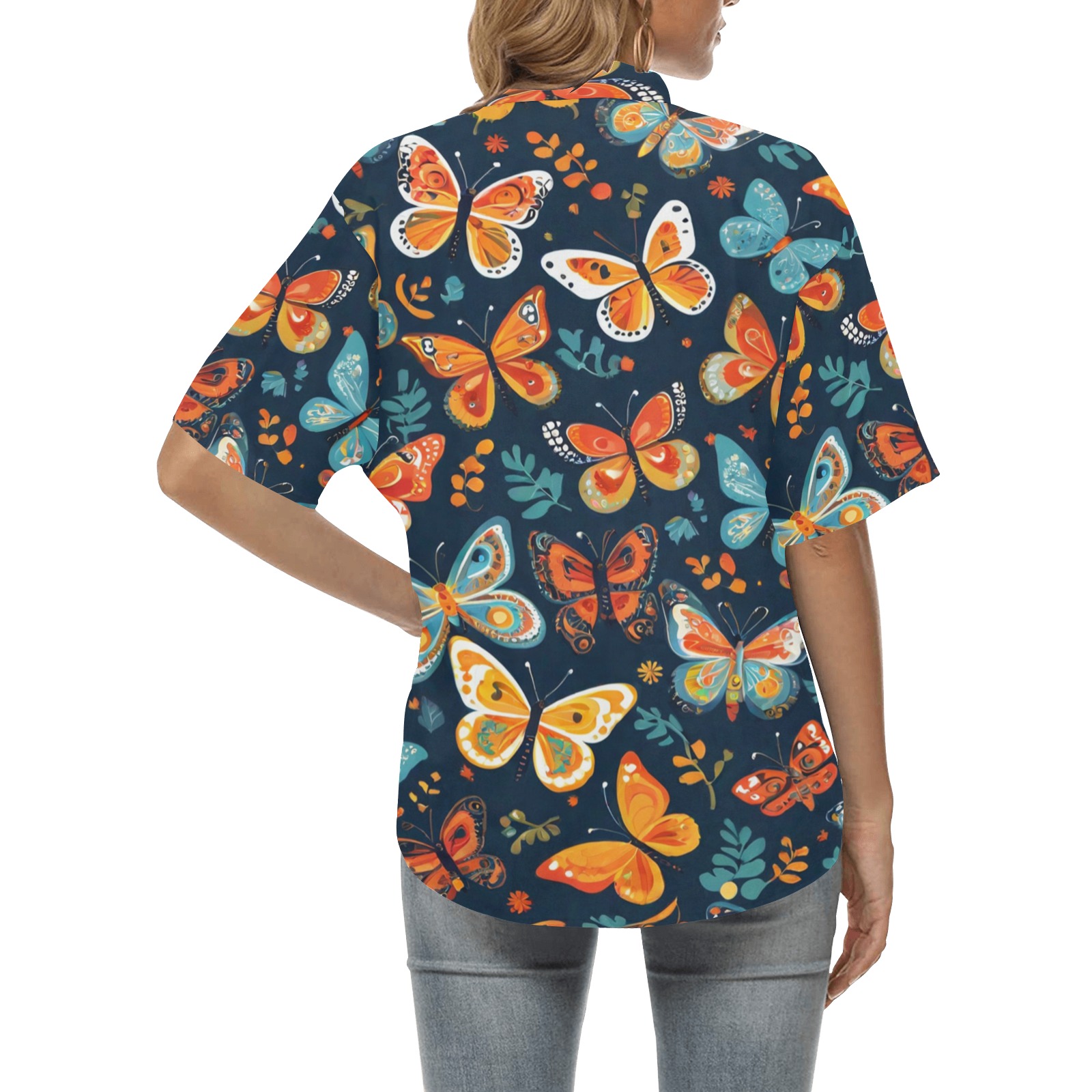 Bohemian Butterflies 2 All Over Print Hawaiian Shirt for Women (Model T58)