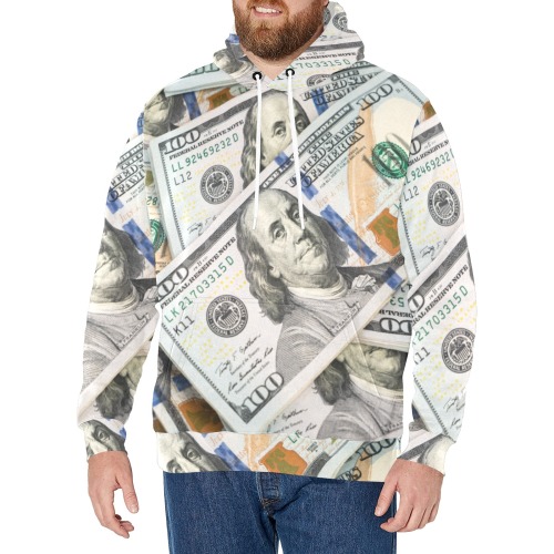 American100DollarBills (5) Men's Long Sleeve Fleece Hoodie (Model H55)