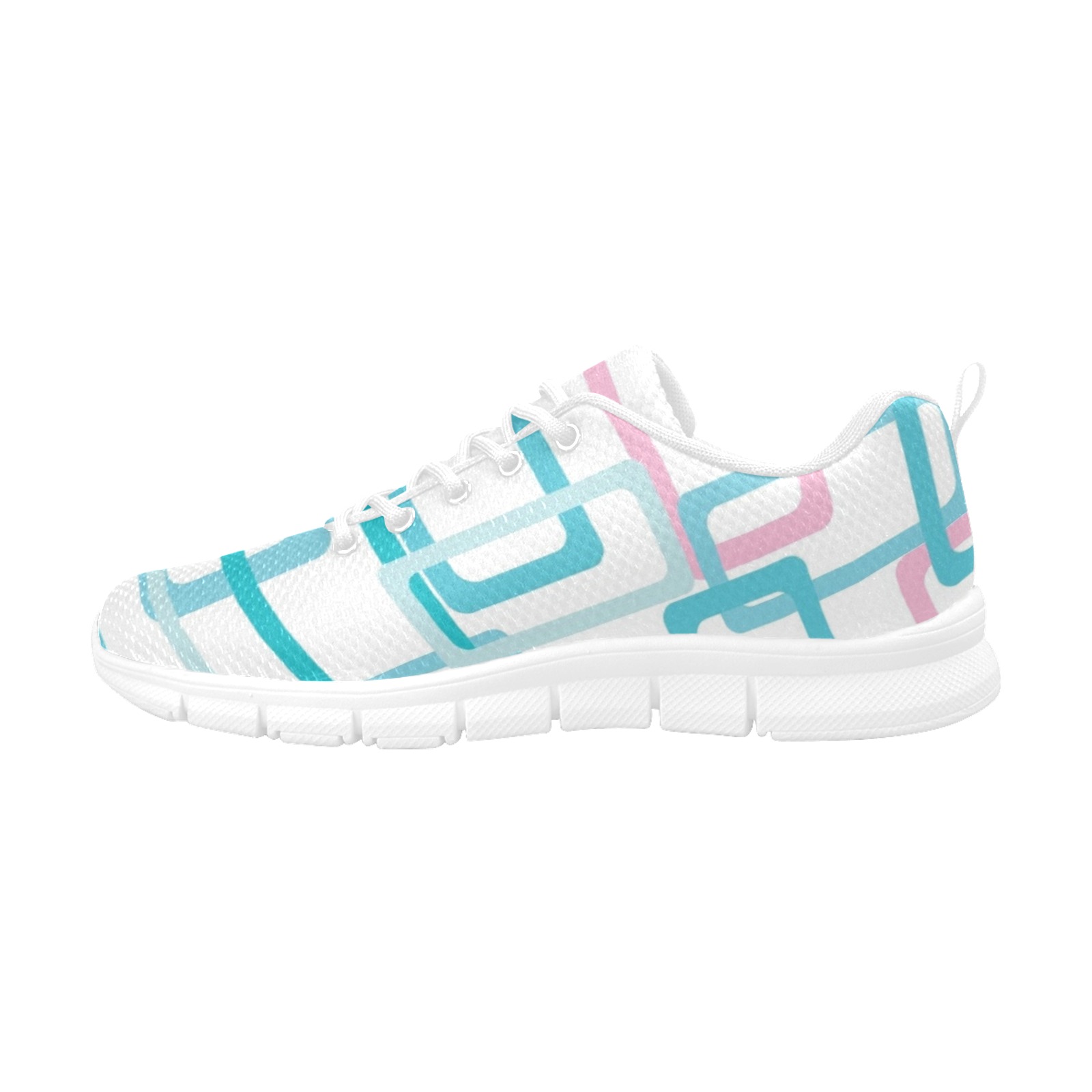 Geometric - Pink and teal Women's Breathable Running Shoes (Model 055)