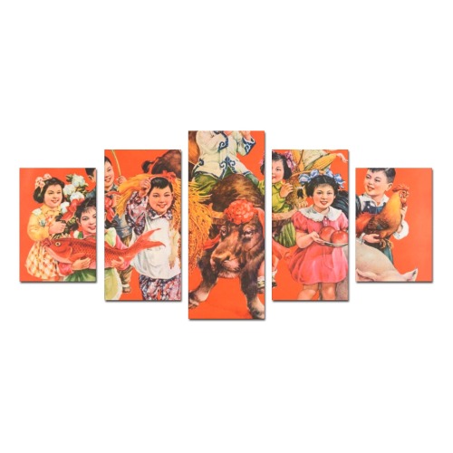 Happy New Year 5 Canvas Print Sets D (No Frame)
