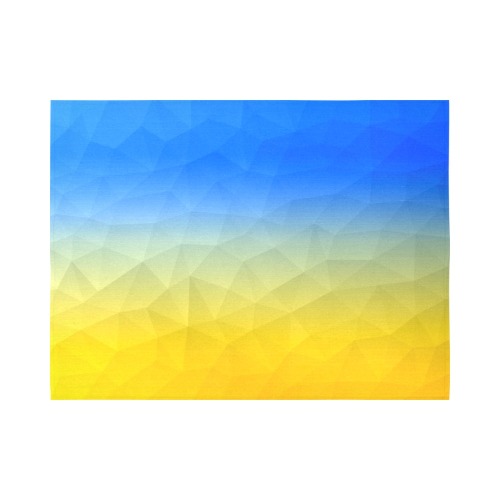 Ukraine yellow blue geometric mesh pattern Cotton Linen Wall Tapestry 80"x 60"