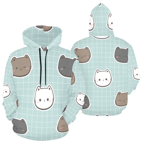 Kitties All Over Print Hoodie for Women (USA Size) (Model H13)