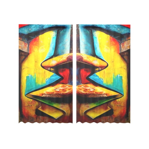 colourful graffiti street Gauze Curtain 28"x63" (Two-Piece)
