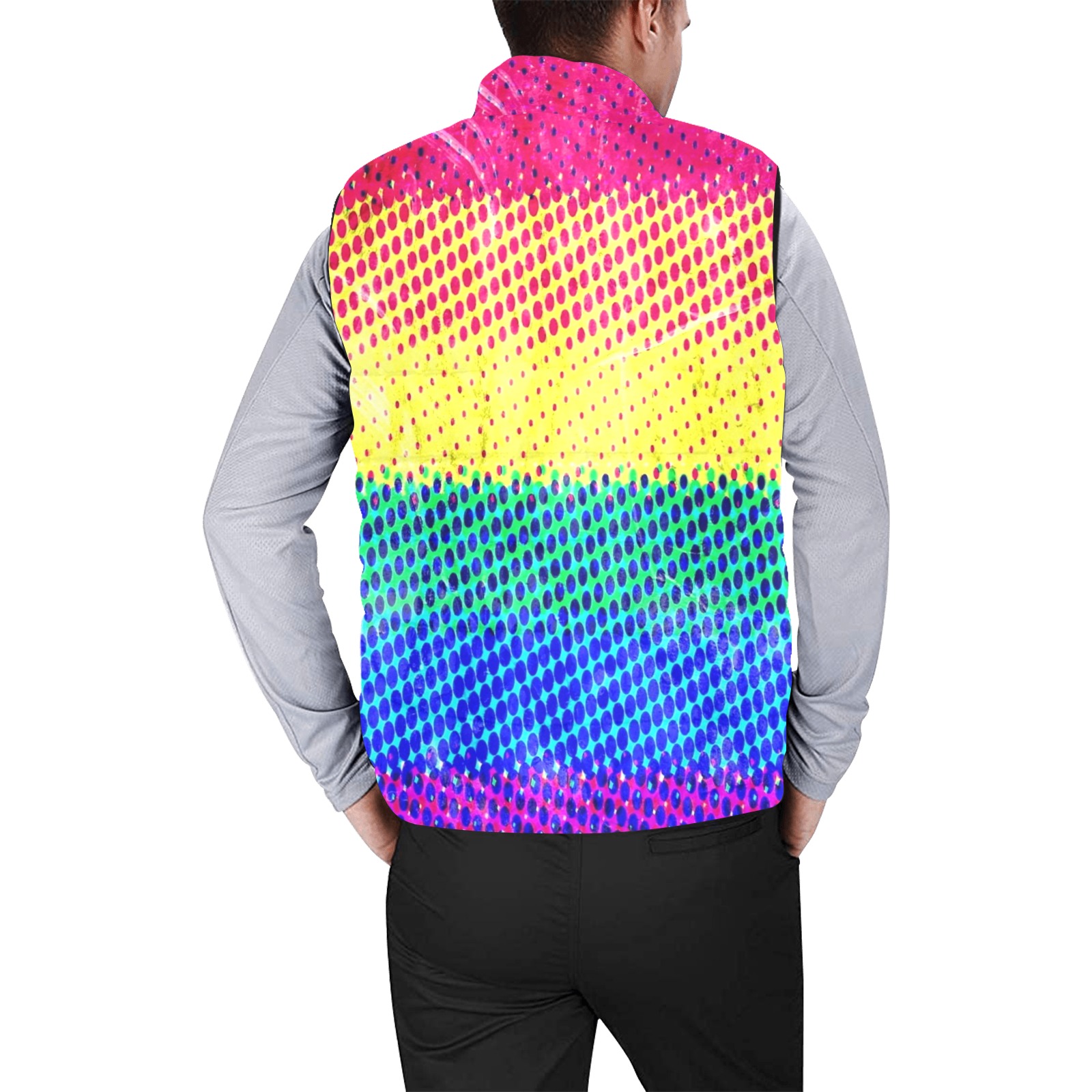 Rainbow Pride by Nico Bielow Men's Padded Vest Jacket (Model H44)