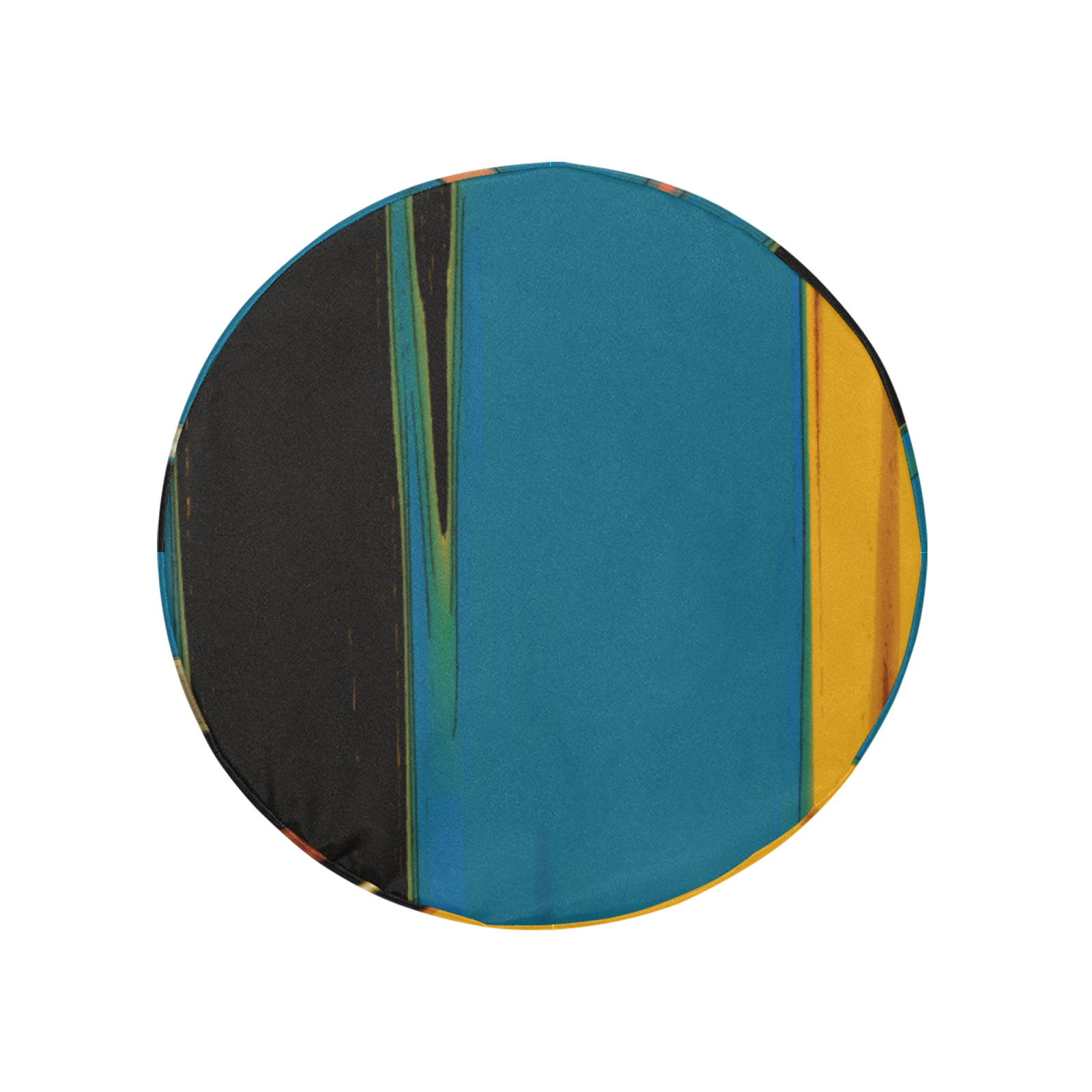 Black Turquoise And Orange Go! Abstract Art 32 Inch Spare Tire Cover
