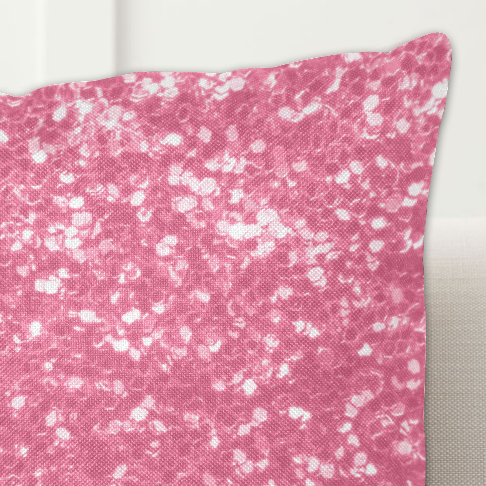 Magenta light pink red faux sparkles glitter Linen Zippered Pillowcase 18"x18"(Two Sides)