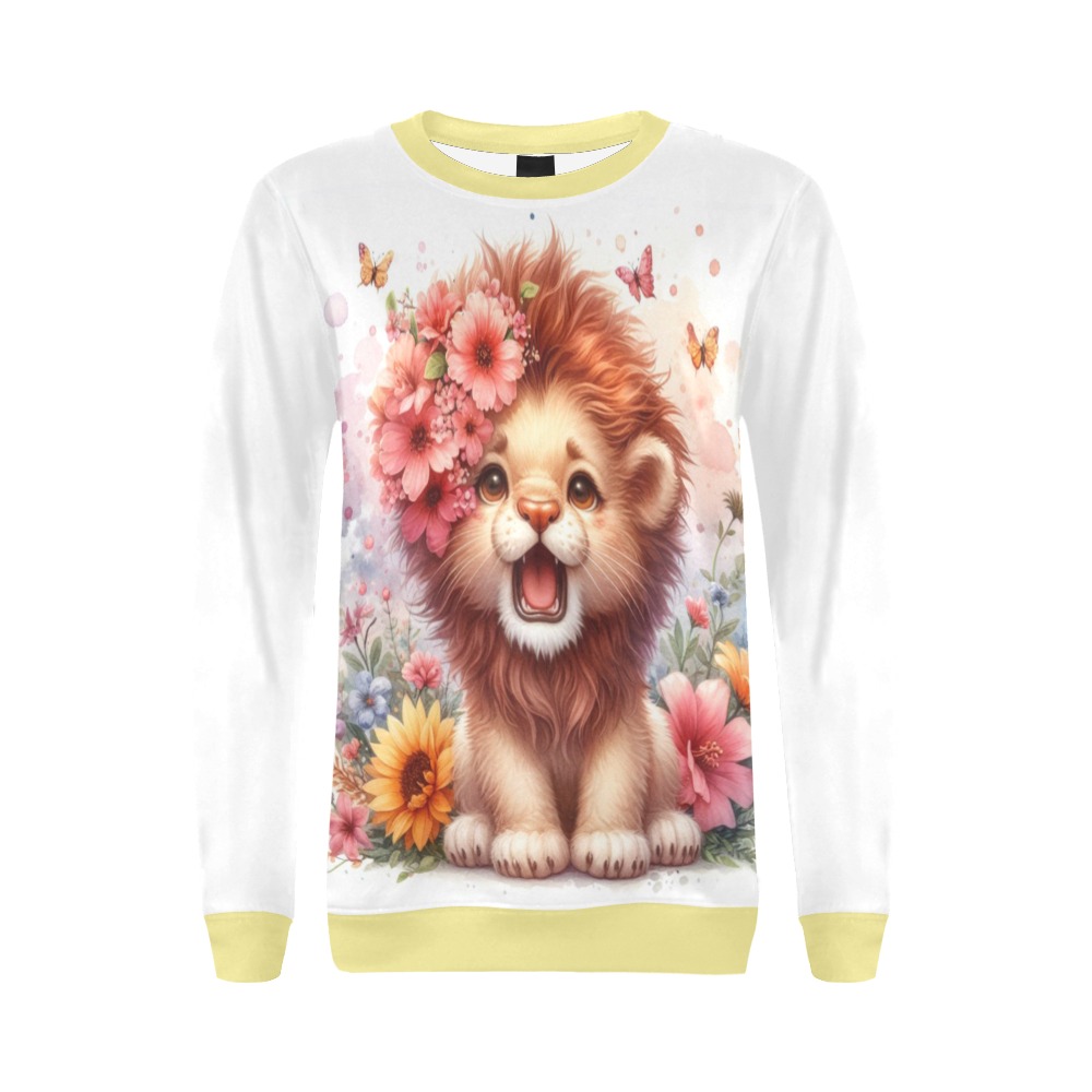 Watercolor Lion 1 All Over Print Crewneck Sweatshirt for Women (Model H18)