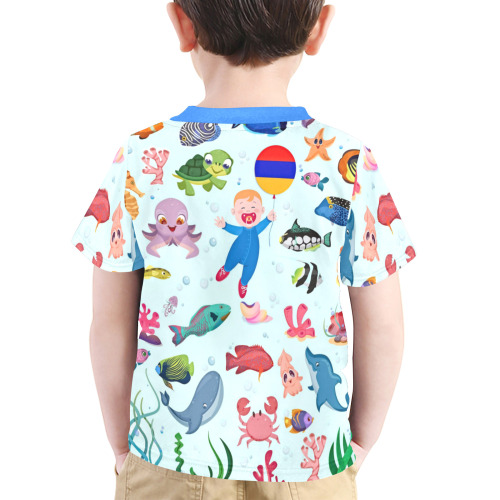 Fishworld Little Boys' All Over Print Crew Neck T-Shirt (Model T40-2)