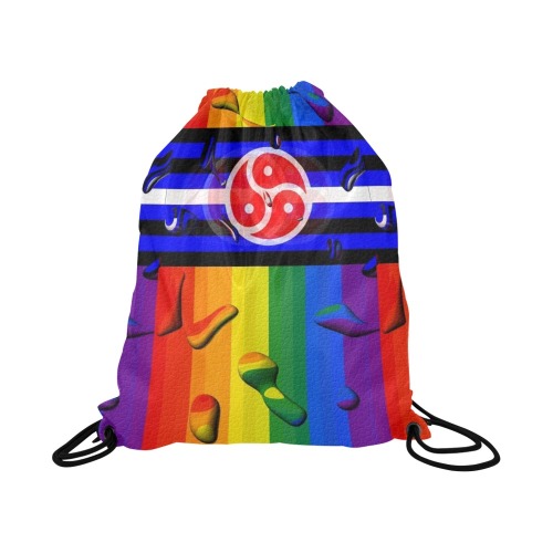 BDSM Pride Flag Pop Art by Nico Bielow Large Drawstring Bag Model 1604 (Twin Sides)  16.5"(W) * 19.3"(H)