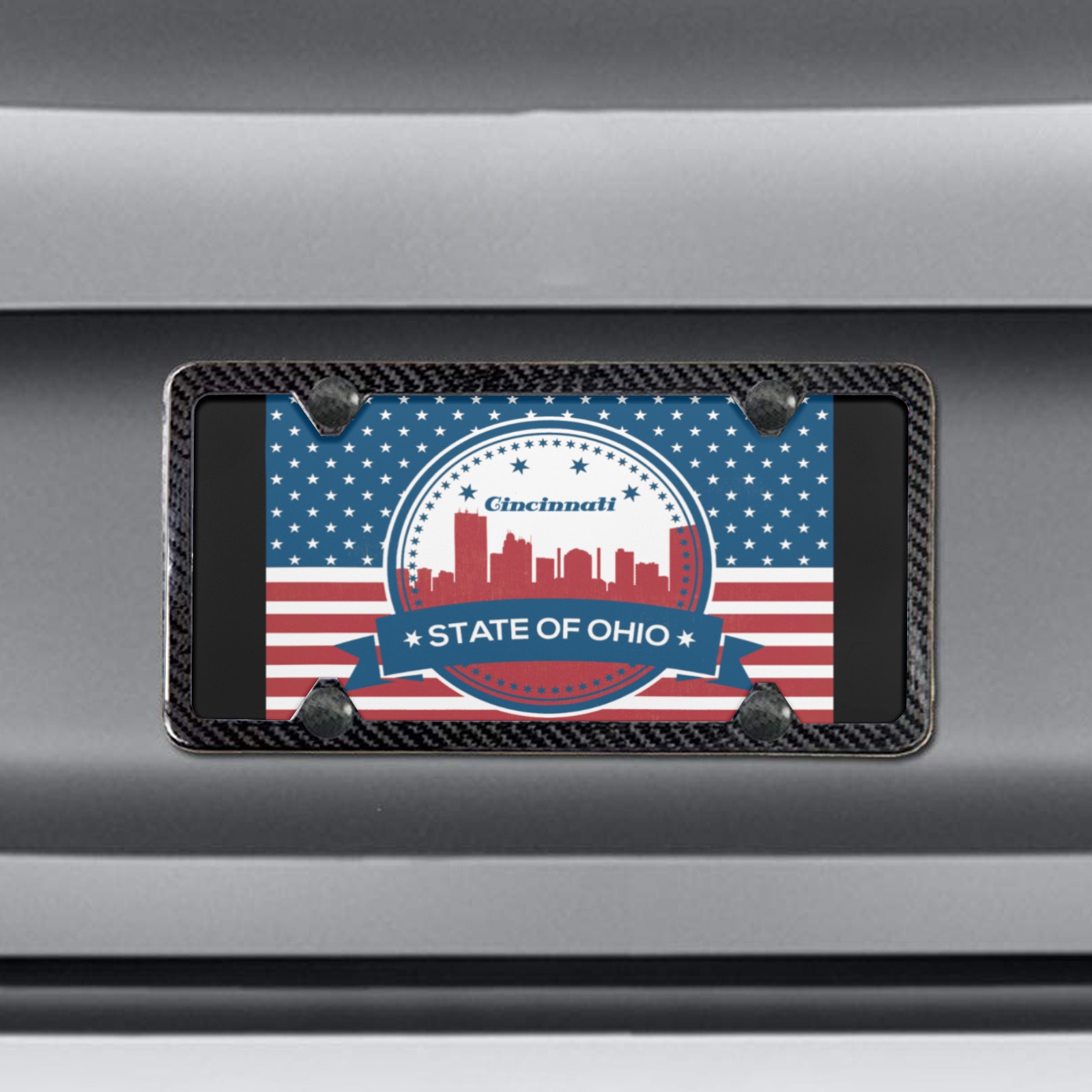 Cincinnati Ohio Retro American Flag Custom License Plate