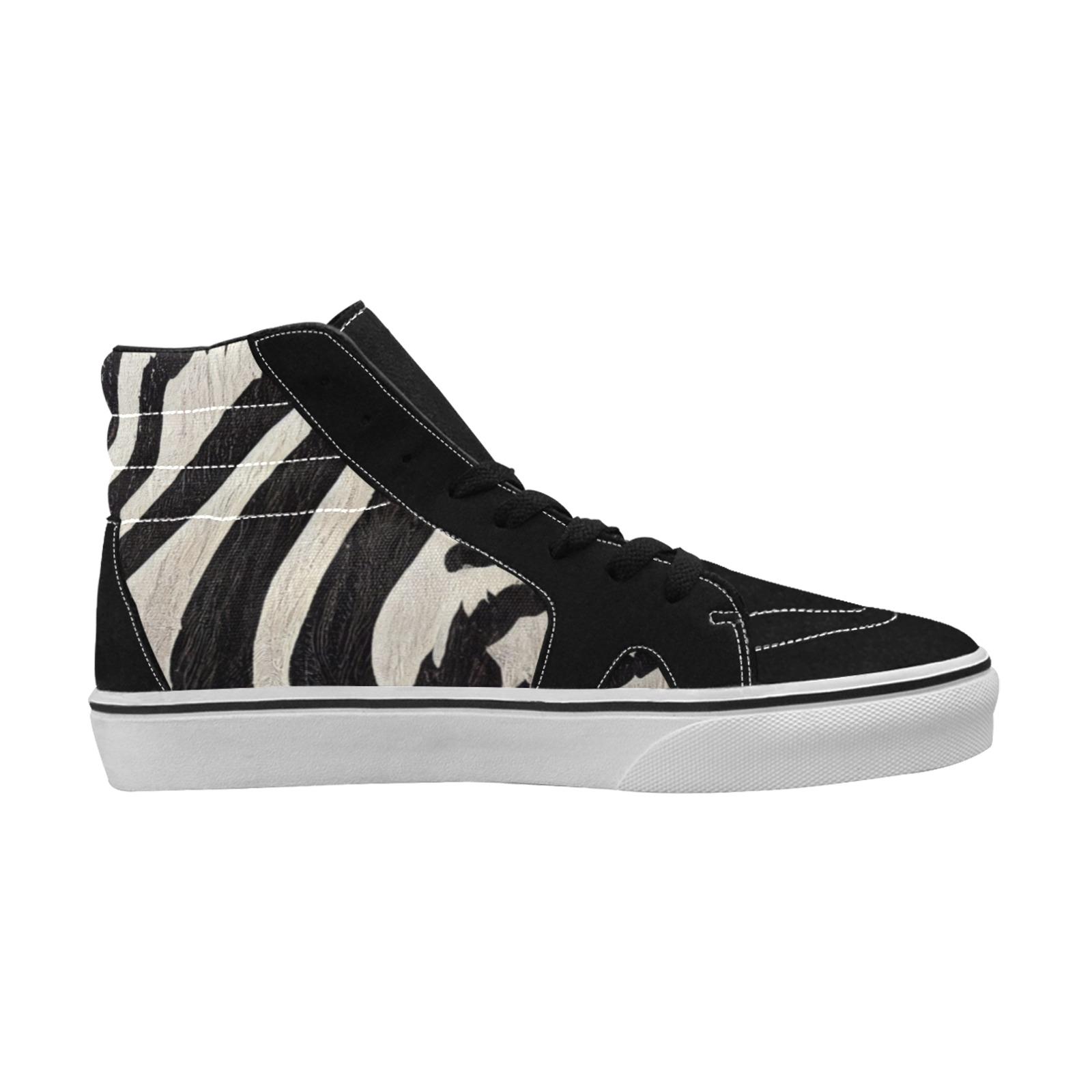 zebra print 5, black and white Men's High Top Skateboarding Shoes (Model E001-1)
