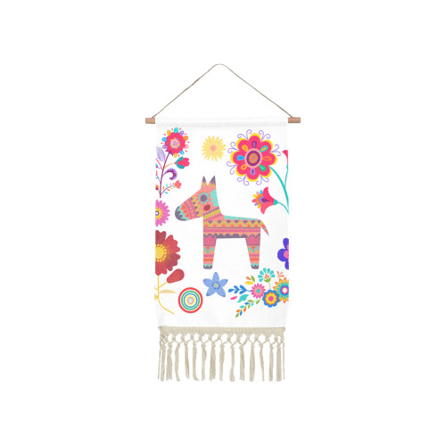 Alpaca Pinata and Flowers Linen Hanging Poster