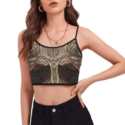 Cats and Snakes. Women's Spaghetti Strap Crop Top (Model T67)