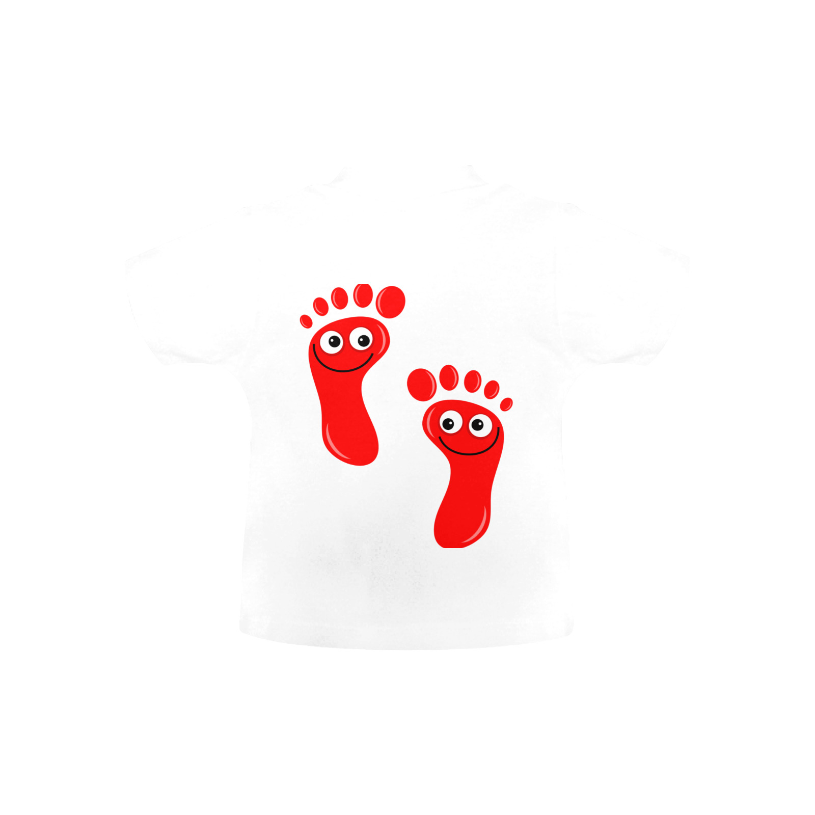 Happy Cartoon Red Human Foot Prints Baby Classic T-Shirt (Model T30)