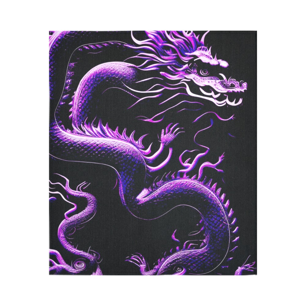 The Dragon Purple Cotton Linen Wall Tapestry 51"x 60"