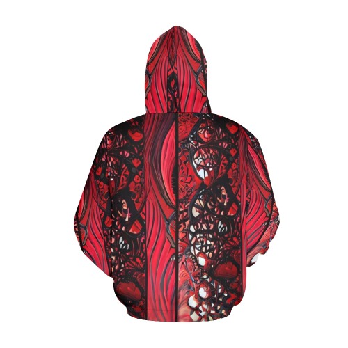red and black intricate pattern 1 All Over Print Hoodie for Men (USA Size) (Model H13)