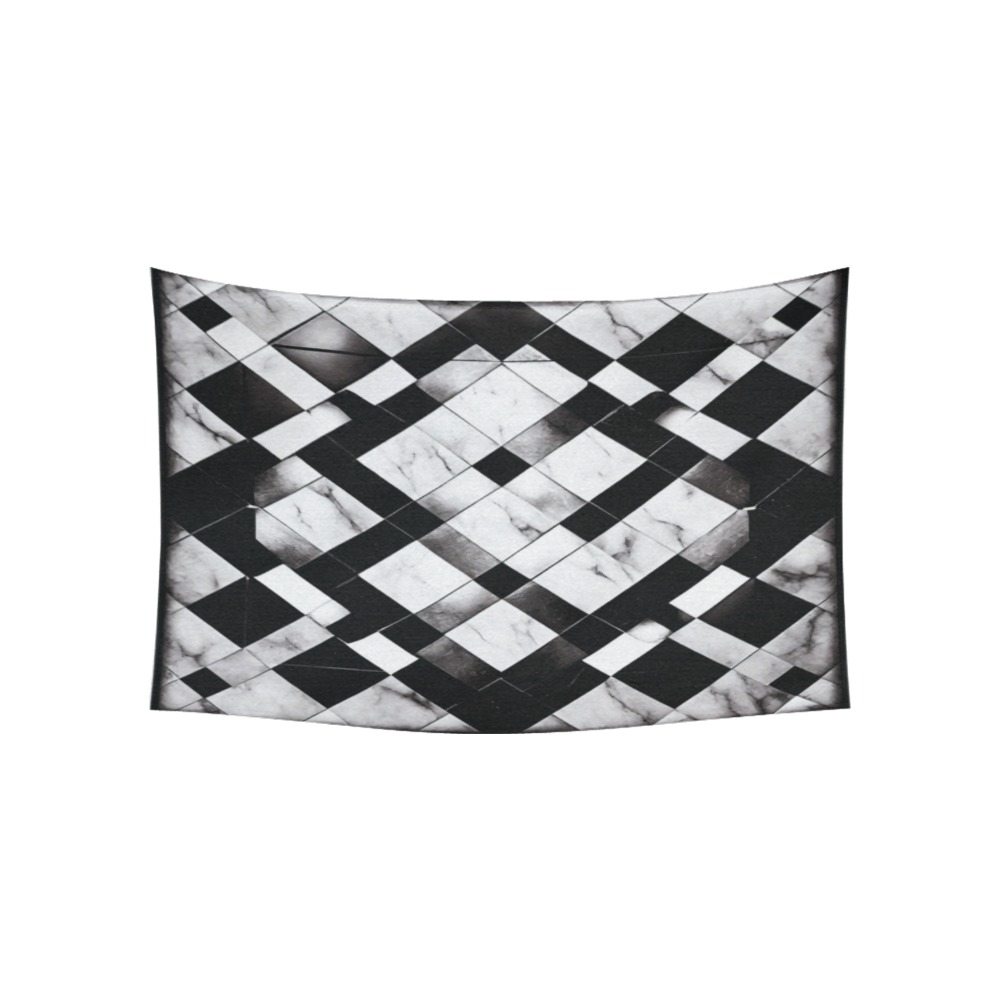 abstract style, black and white chess board Cotton Linen Wall Tapestry 60"x 40"