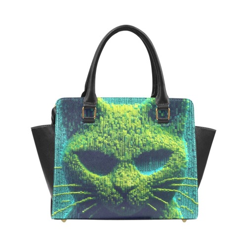 3D cat Rivet Shoulder Handbag (Model 1645)