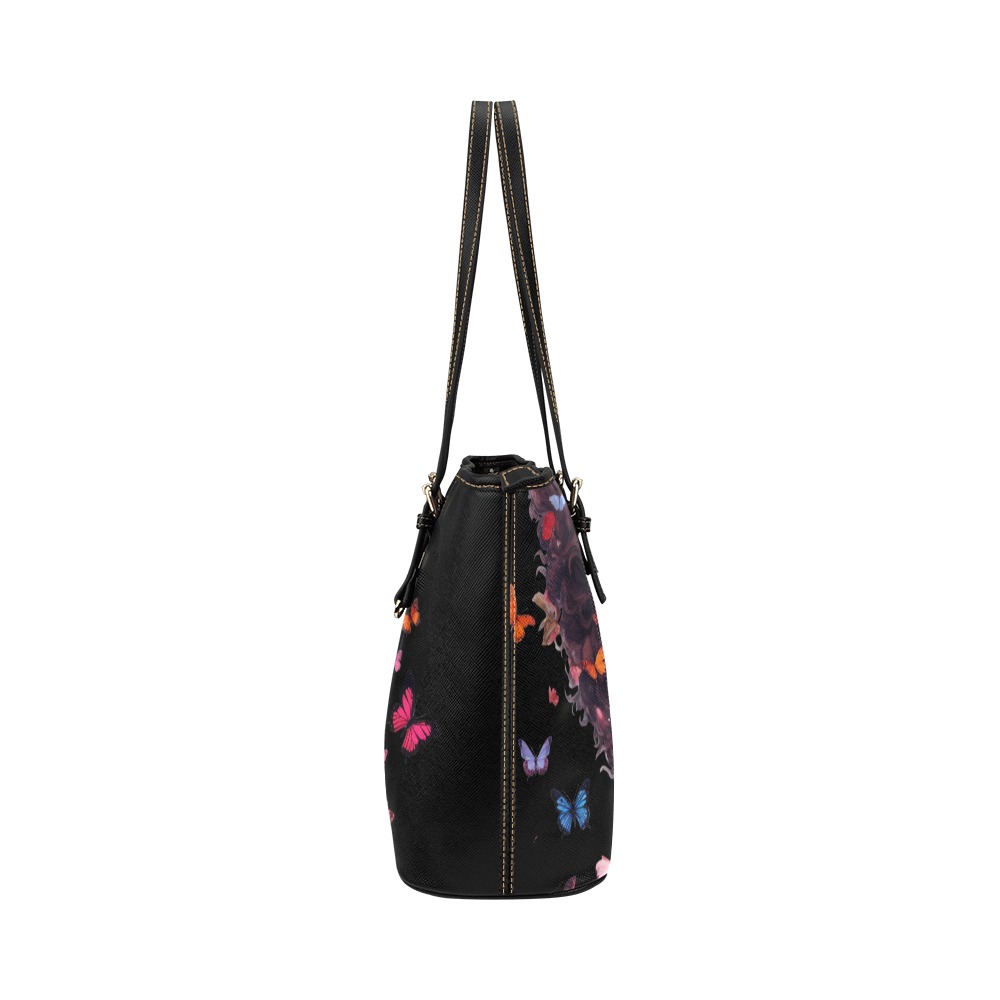 butterfly bag blk Leather Tote Bag/Large (Model 1651)