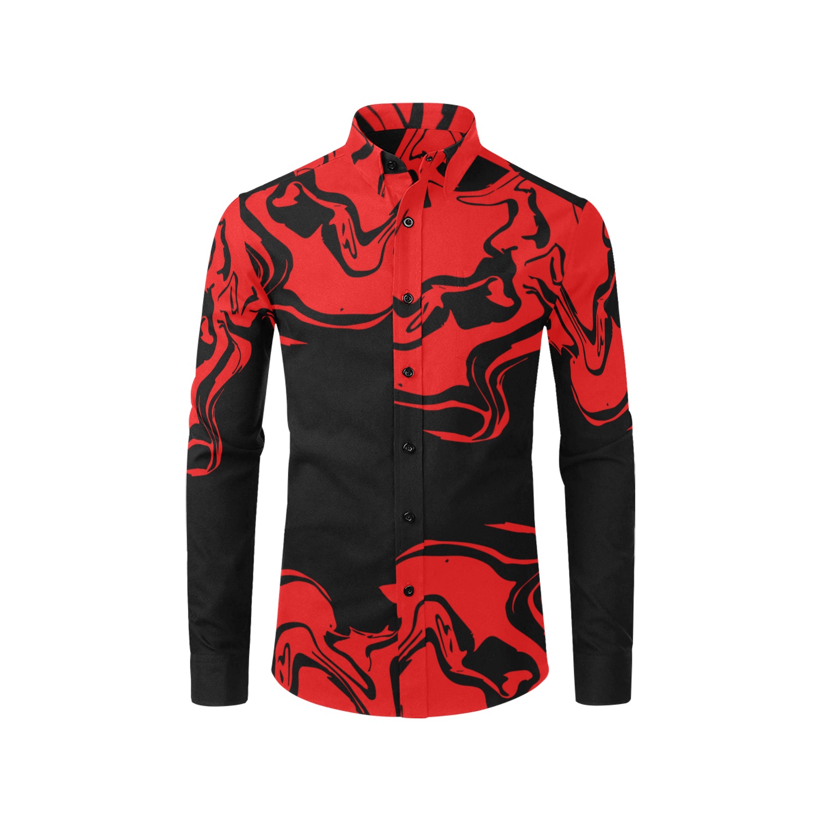 Bleeding Heart Therapy - bright red swirls Men's All Over Print Casual Dress Shirt (Model T61)